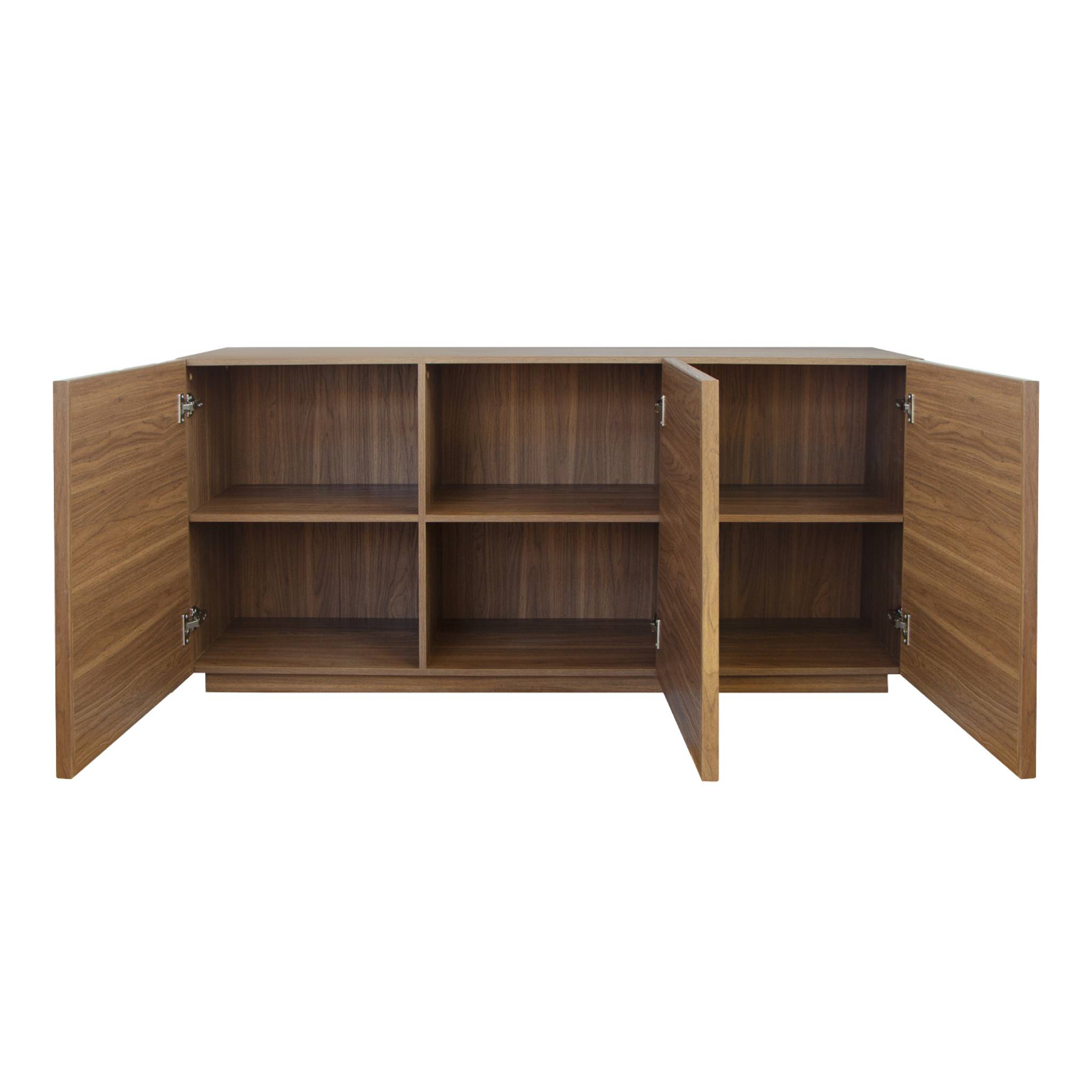 Buffet effet bois 3 portes noyer L 160 x P 43 x H 75cm - Kuba