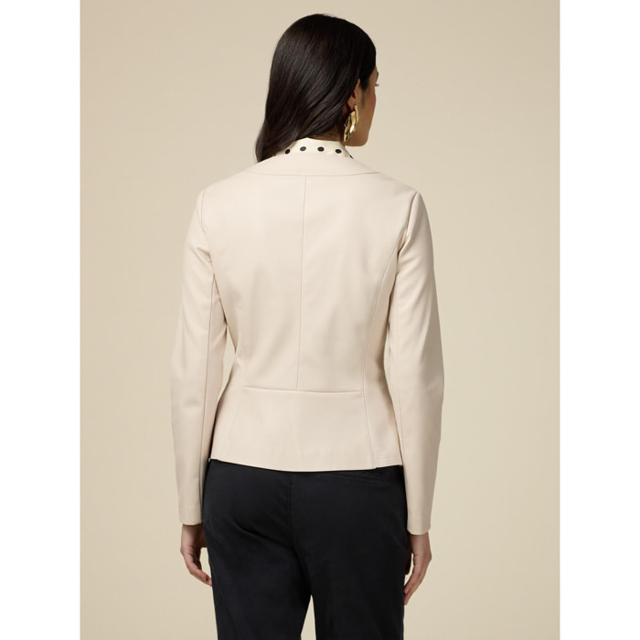 Oltre - Giubbotto slim fit in tessuto spalmato - Beige