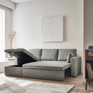 Canapé d'angle convertible réversible 3 places velours côtelé IDA