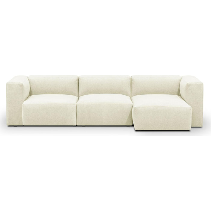 Canapé d'angle à droite modulable avec méridienne 4 places en tissu ivoire - Modulo New