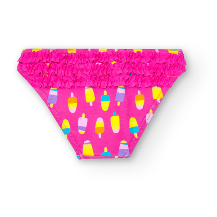 Braguita estampada niÃ±a, poliamida, estampado fucsia
