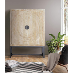 Armario de Madera de Mango 125 Cm Estilo Étnico Rústico