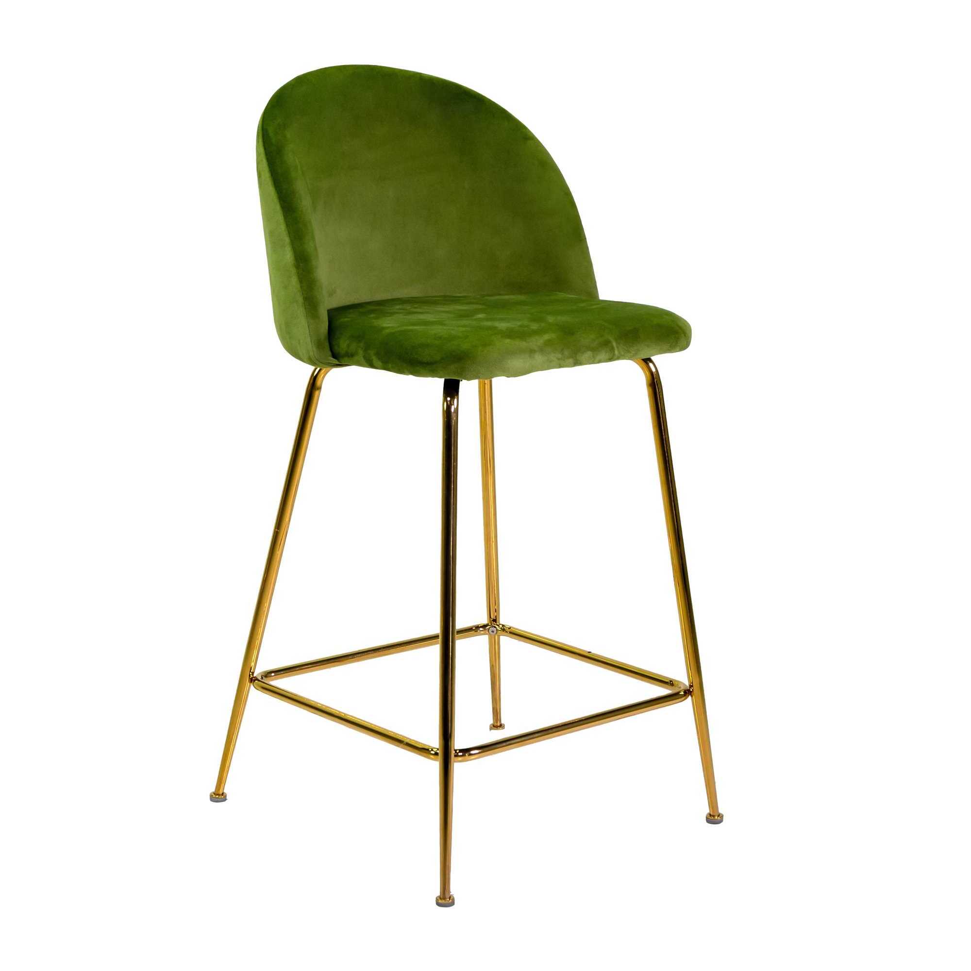 Sgabello Sammi Vacchetti in velluto verde con struttura oro cm44x48h91