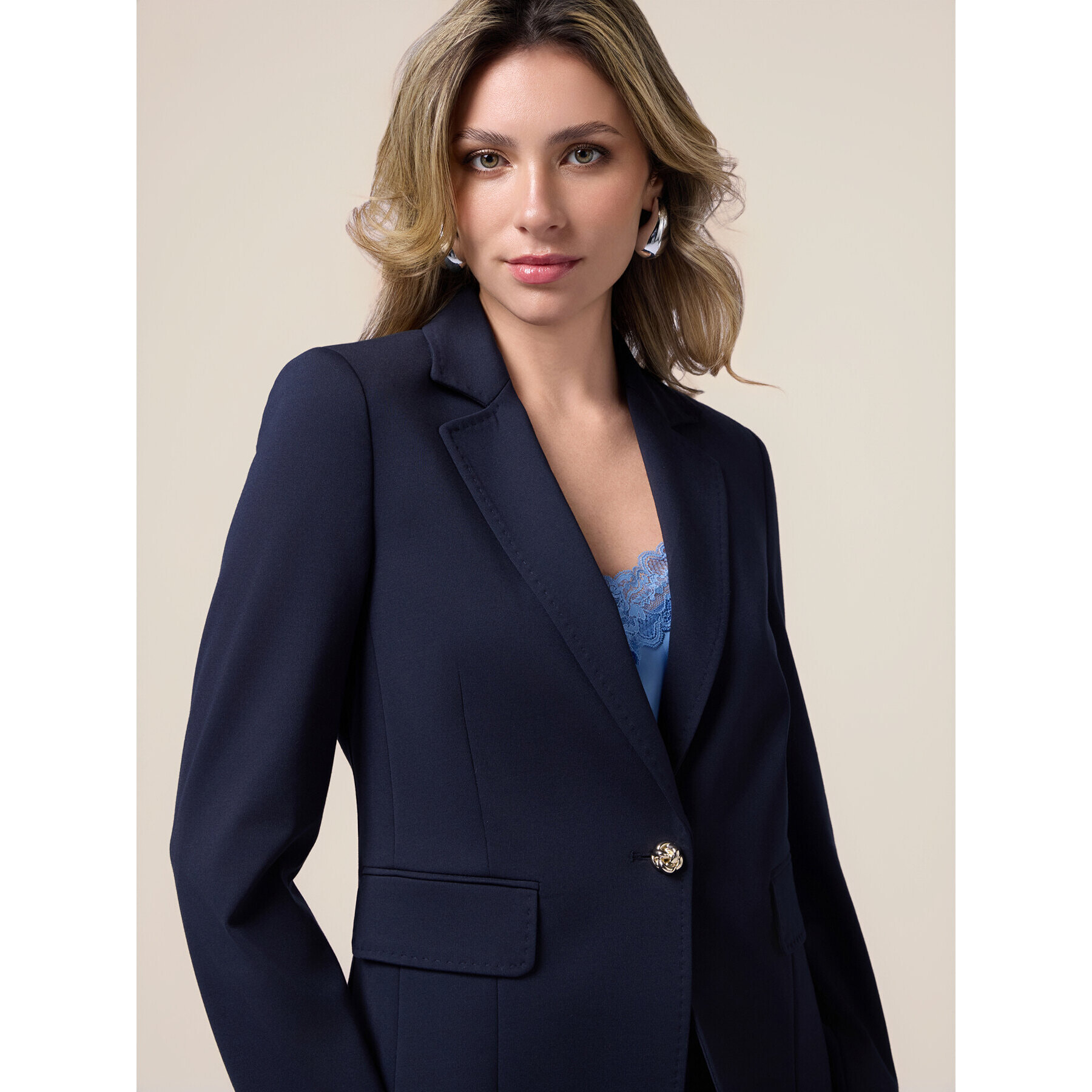 Oltre - Giacca blazer in punto milano - Blu