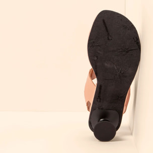 Sandalias con tacón N885 SOFT NAPPA SALMON/ FLORA color Salmon