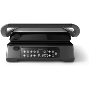 Grille-viande PHILIPS 7000 Series HD6307/70 noir sonde de cuisson, plaques amovibles, à poser, 29x26 cm