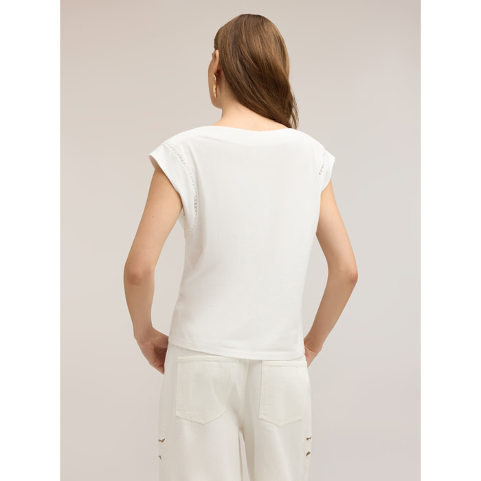 Motivi - T-shirt a kimono con ricami - Bianco