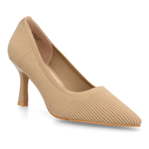 Zapato salón para mujer con tacón, punta fina y tejido elástico