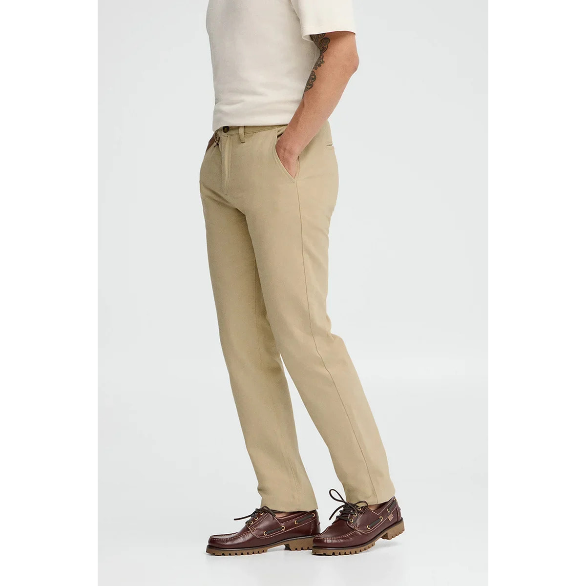 Pantalón chino beige de corte regular con logo Polo Club