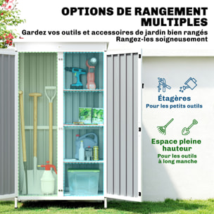 Armoire de jardin sur pieds 3 étagères bois tôle acier ondulé noir blanc