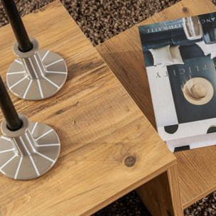 Table basse moderne effet bois naturel - 2 niveaux MARFA