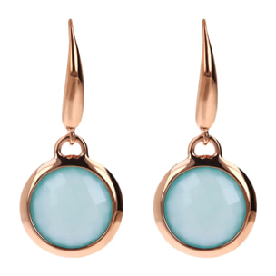 Orecchini Pendenti con Pietra Naturale Tonda Calcedonio Bianco