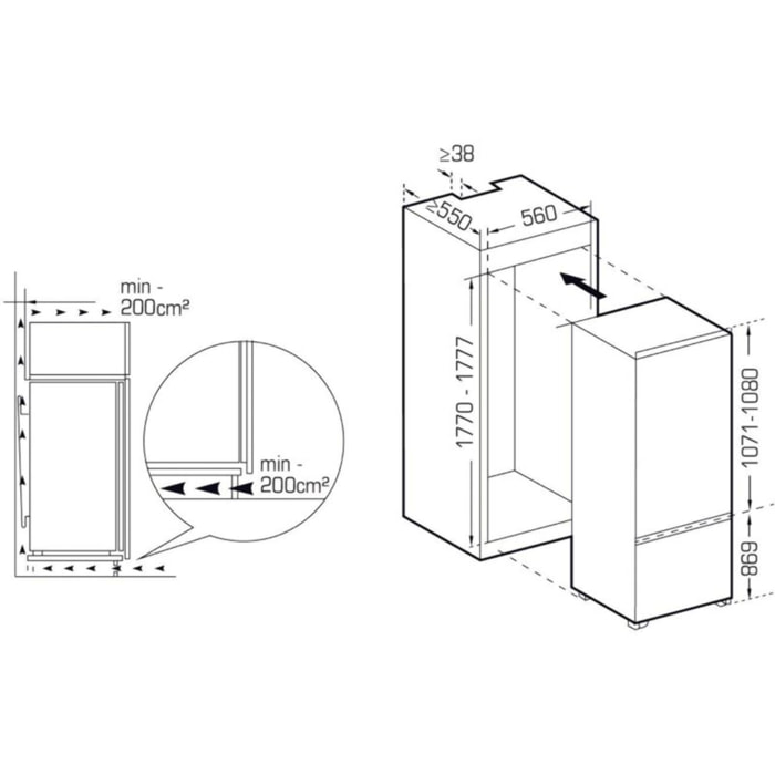 Réfrigérateur combiné encastrable SCHNEIDER SCRCS249FE