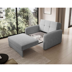 Michelle - fauteuil convertible avec coffre en velours - Gris clair