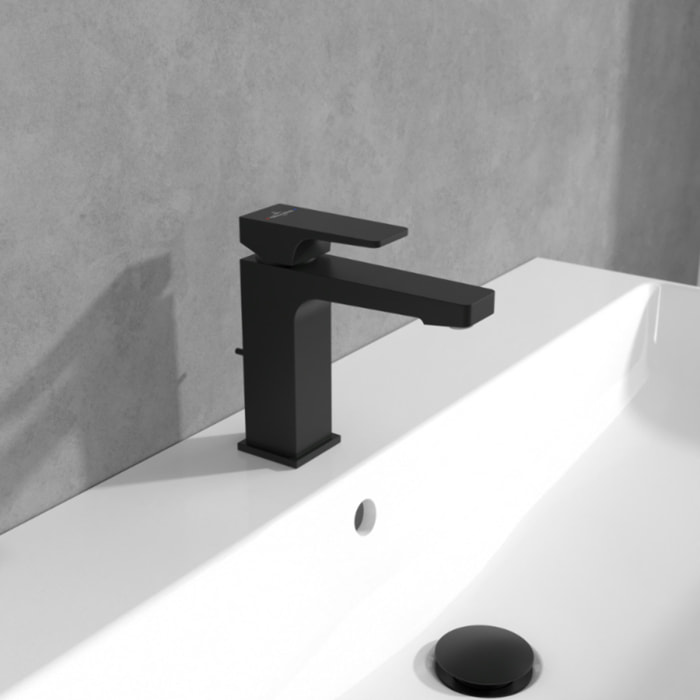 Mitigeur lavabo Architectura Square avec tirette Noir mat