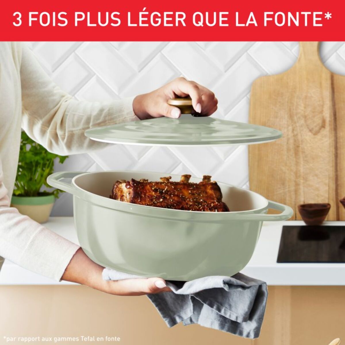 Cocotte TEFAL AIR SOFT LIGHT 30X23cm Vert Lichen