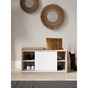 Banco descalzador Benchie melamina roble-blanco 43x80x41 cm