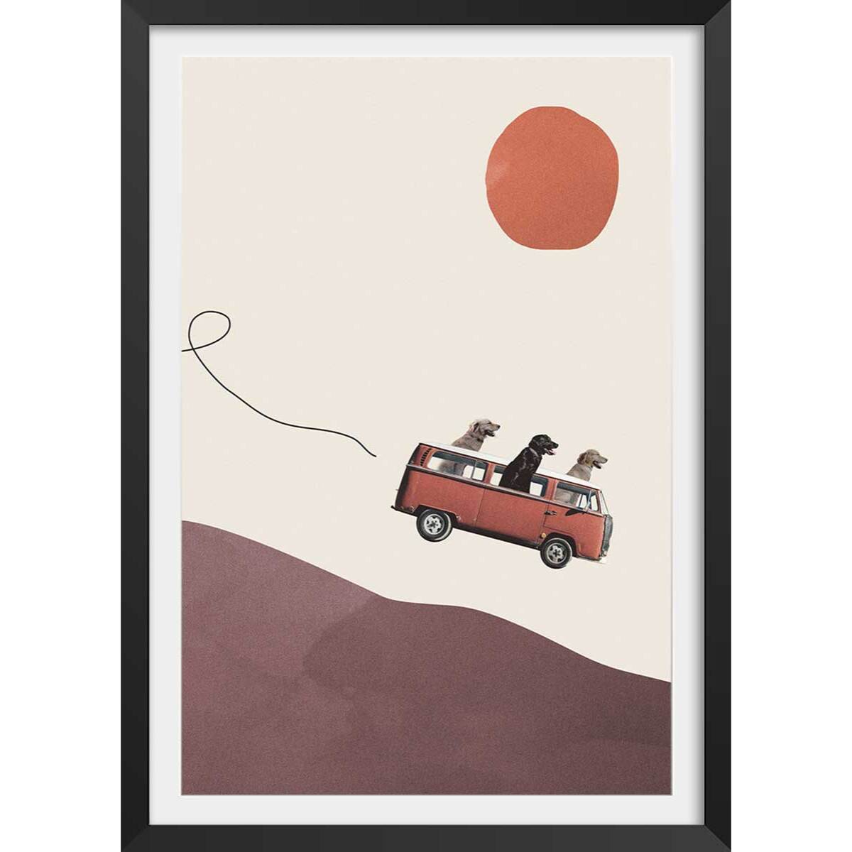 Affiche enfant aventurier Affiche + cadre en bois - Noir