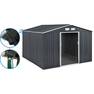 Abri de jardin métal - "Vegas" 12.98 m² avec gouttière - Gris