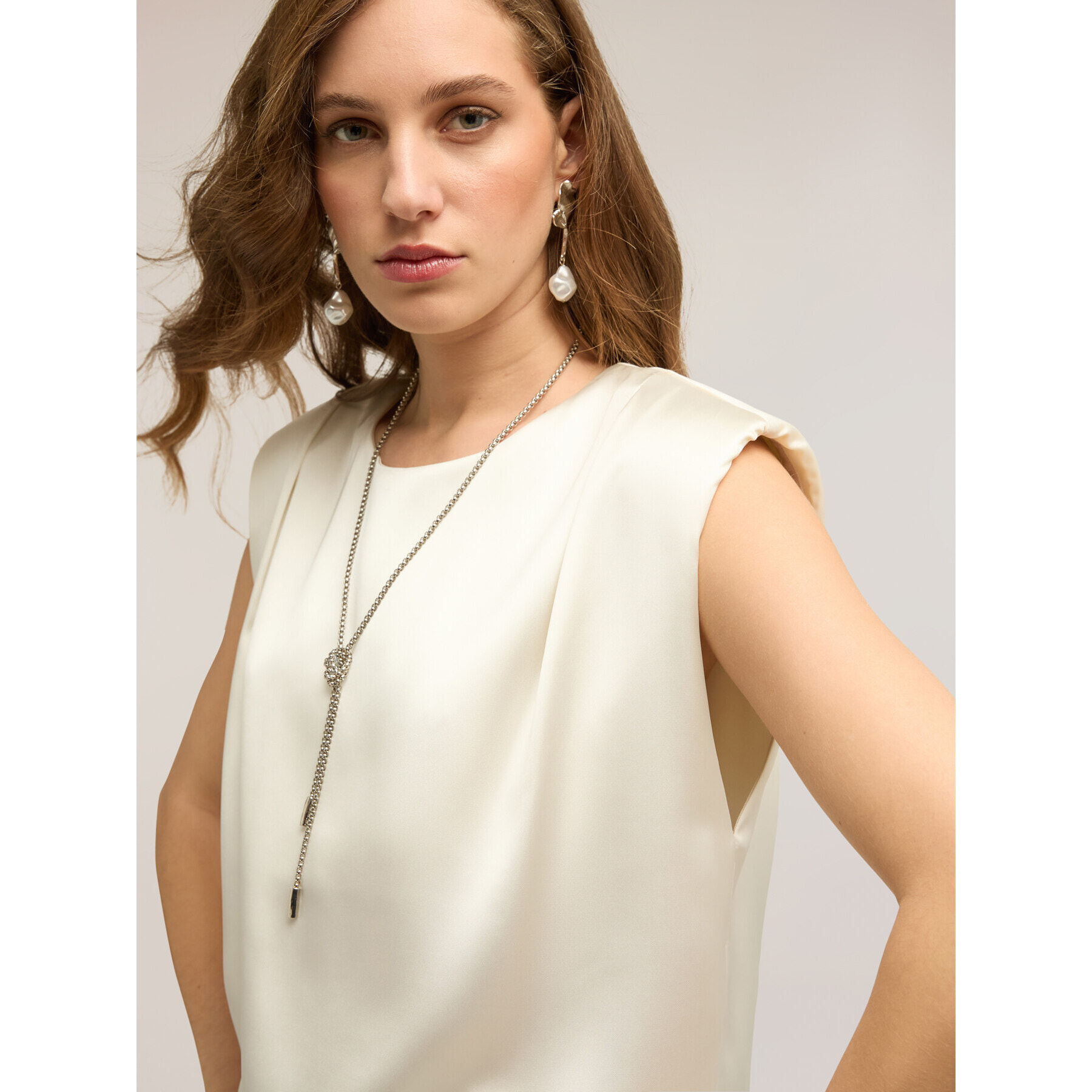 Motivi - Blusa in raso con spalline - Bianco