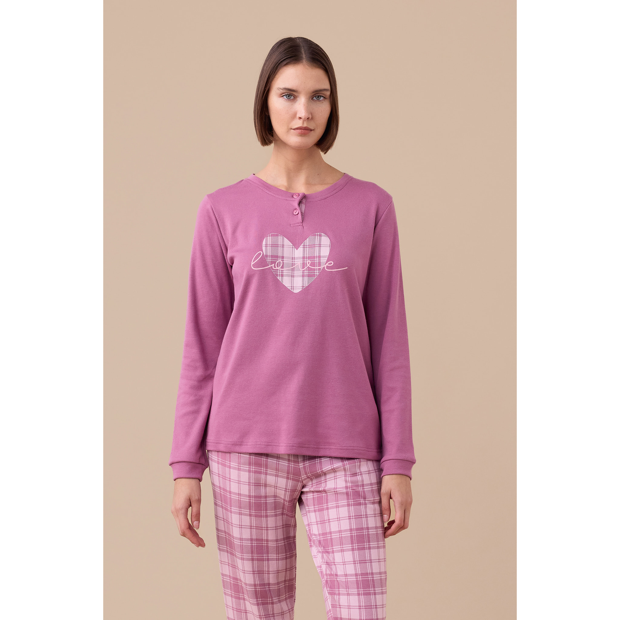 Pigiama donna caldo cotone felpato articolo cuoricino. Noidinotte