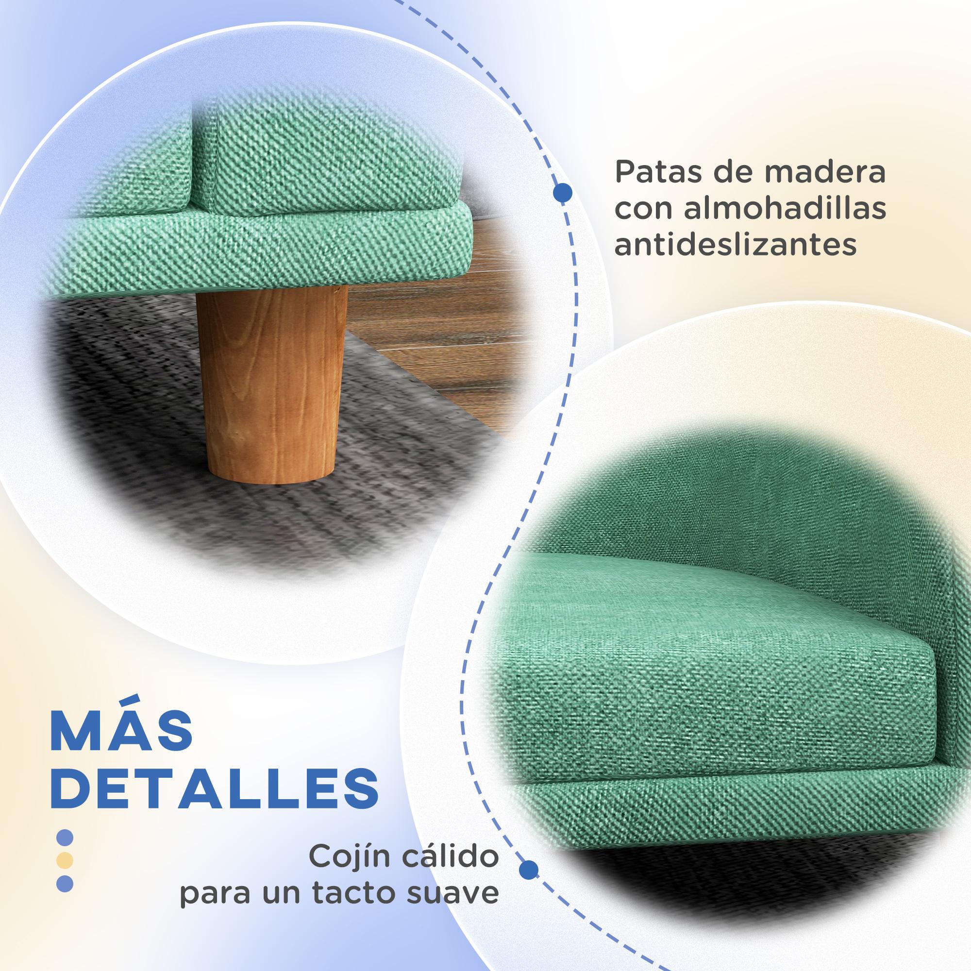 Sofá para Perros Grandes Cama Elevada para Perros Tapizada con Cojín Lavable y Patas de Madera de Pino Carga 40 kg 98x67x25 cm Verde