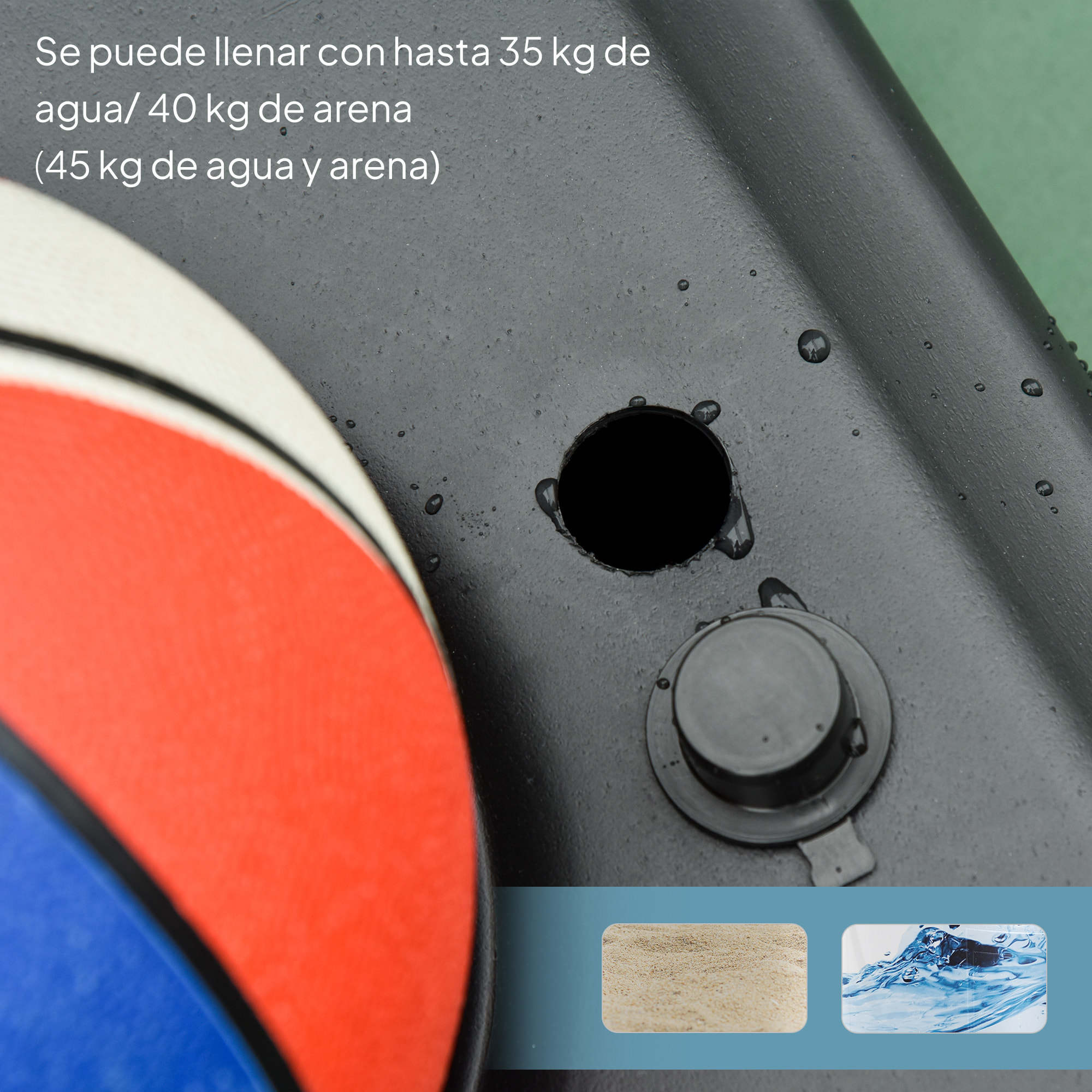 Canasta de Baloncesto para Exterior, Altura Ajustable 160-210 cm, Canasta de Baloncesto Portátil con Tablero de PE, Ruedas y Base Rellenable con Ranura, para Adolescentes y Adultos, Negro
