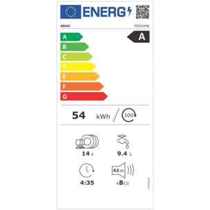 Lave vaisselle encastrable ASKO DSD544B écran tactile et bras de lavage inox