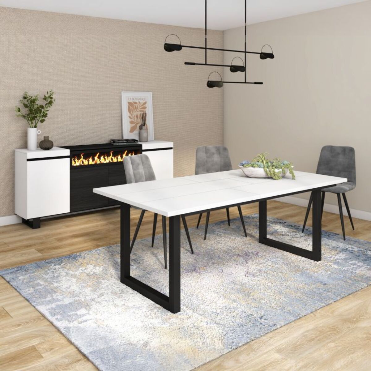 Mesa de comedor Altea 200 Blanco Negro