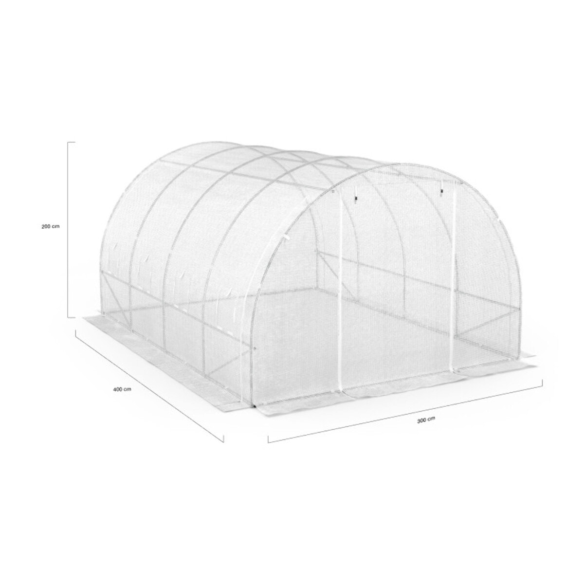 Serre tunnel de jardin 12m² blanche bâche renforcée 130 gr/m² - gamme toutes saisons