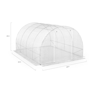 Serre tunnel de jardin 12m² blanche bâche renforcée 130 gr/m² - gamme toutes saisons