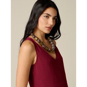 Oltre - Vestido largo off shoulders en raso - Violeta