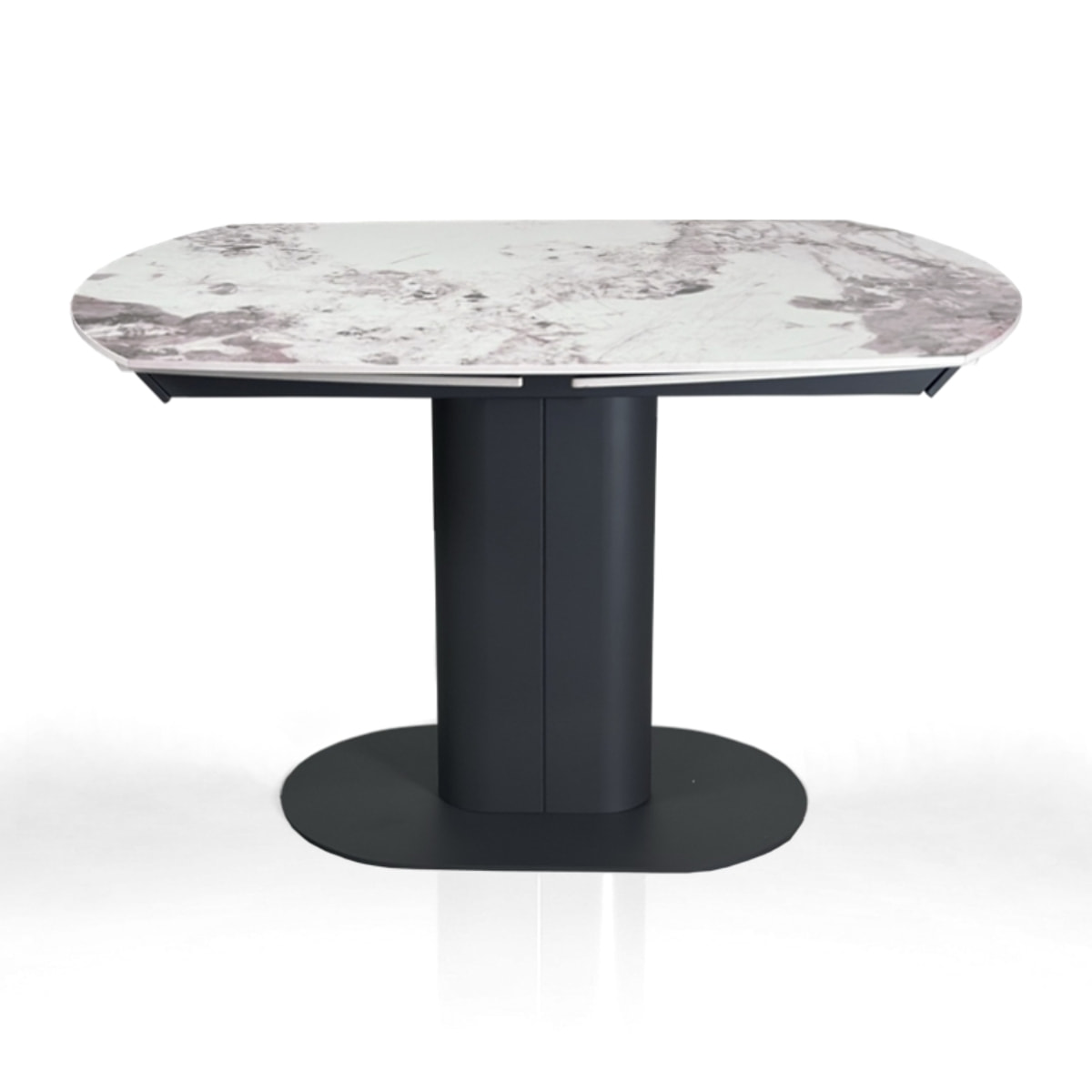 Table à manger extensible Tomasucci FYRM, en céramique, marbre onyx, gris, 120/160/200 × 89 × 76 cm