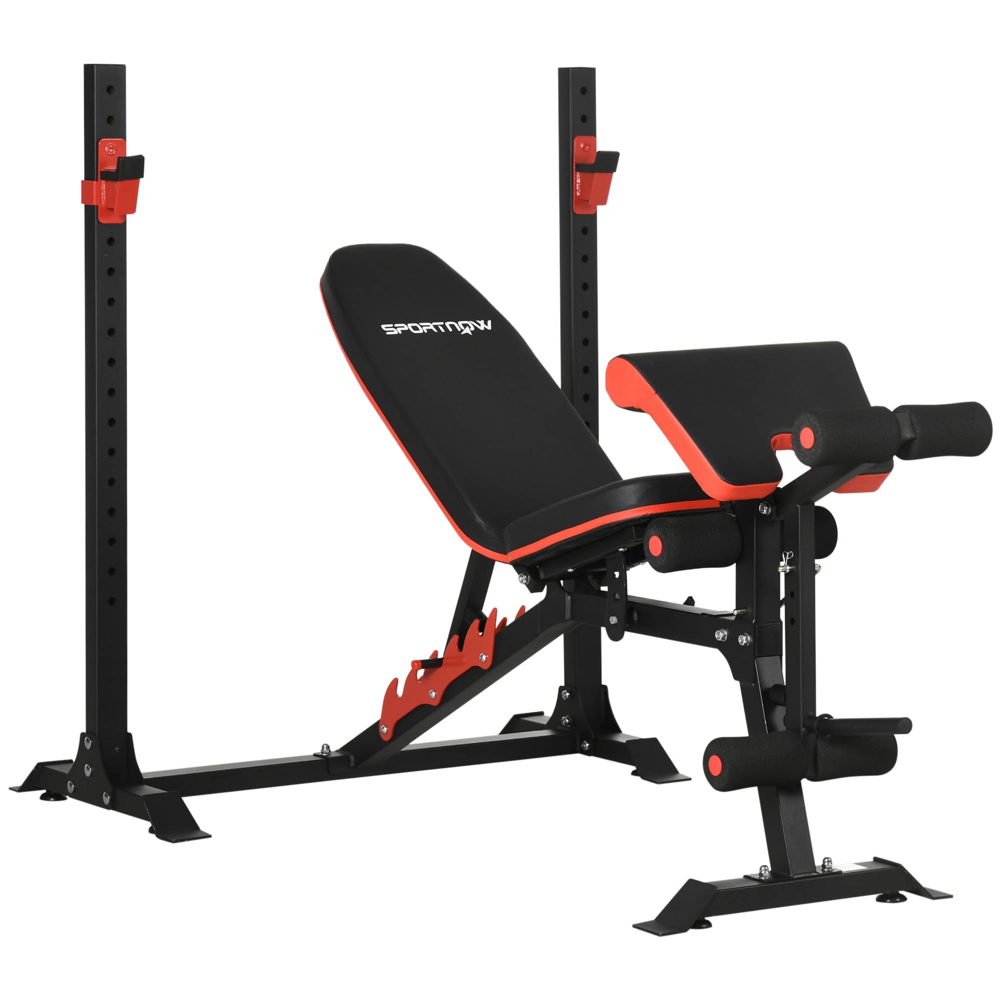 Banco de Musculación Multifuncional Banco de Pesas con Respaldo Reclinable y Soporte de Barras Ajustable para Entrenamiento Abdominal Piernas Brazos y Pecho Carga 150 kg 180x110x126 cm Negro