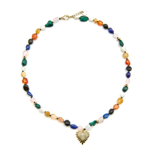 Collar con Multicolor Piedra Natural acabado oro 18k