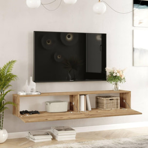 Mobile porta TV Dpirche, Credenza da soggiorno, Armadio basso per TV, Base parete attrezzata, 180x32h30 cm, Quercia