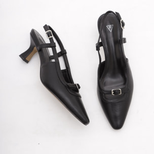 SLINGBACK BASSA CHOCOLA' NERO