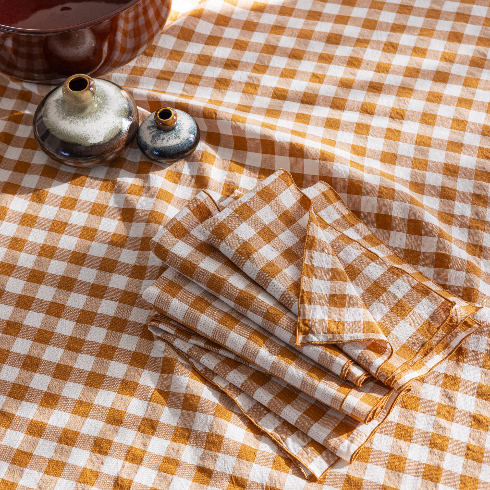 Nappe de table en chanvre et coton mélangés, PASSION VICHY