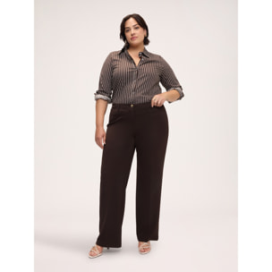 Fiorella Rubino - Camicia a righe in cotone stretch - Marrone