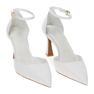 Décolleté Open Shank bianche, tacco 7,6 cm