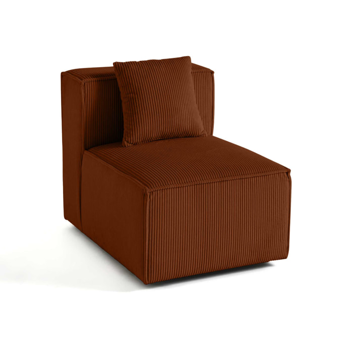 Arty - module d'assise sans accoudoirs - en velours côtelé - Terracotta