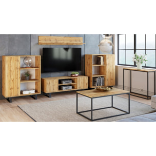 Mobile porta TV Focus in rovere e metallo nero