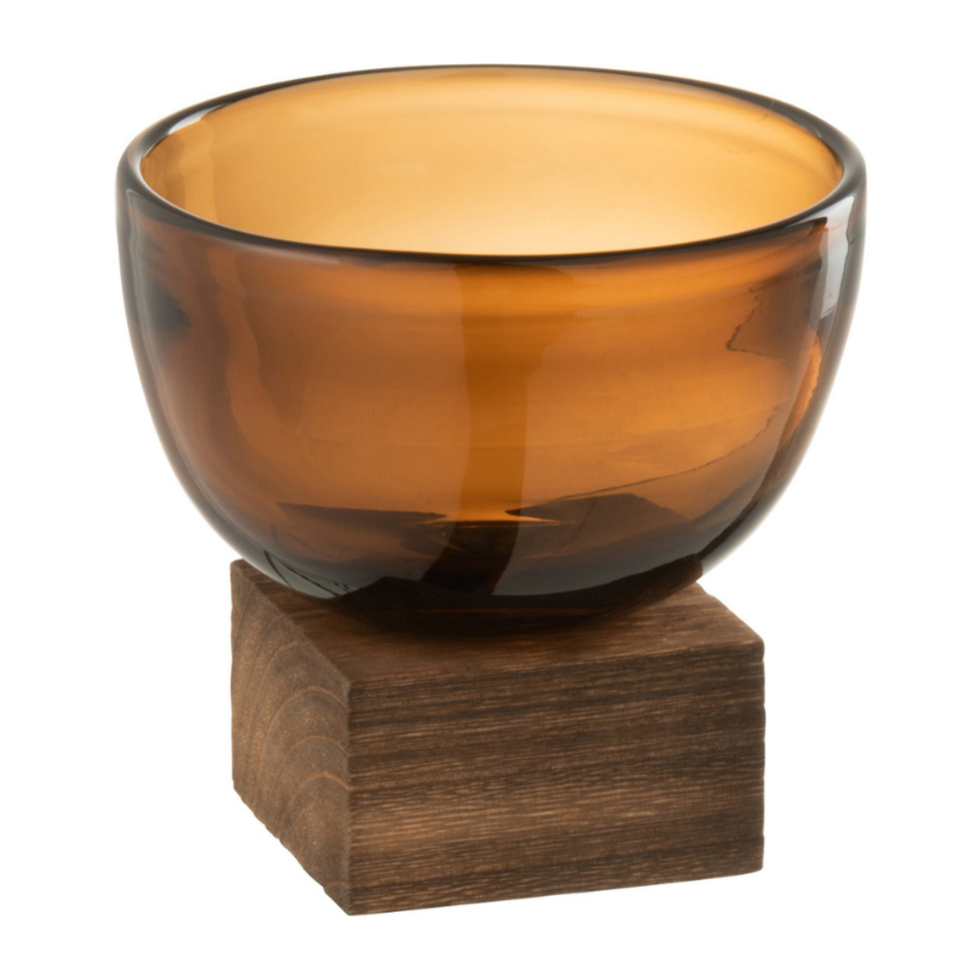 J-Line vase sur Pied - verre/bois - marron - small - 11 cm de hauteur