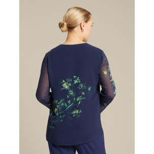 Elena Mirò - Blusa elegante floreale - Blu