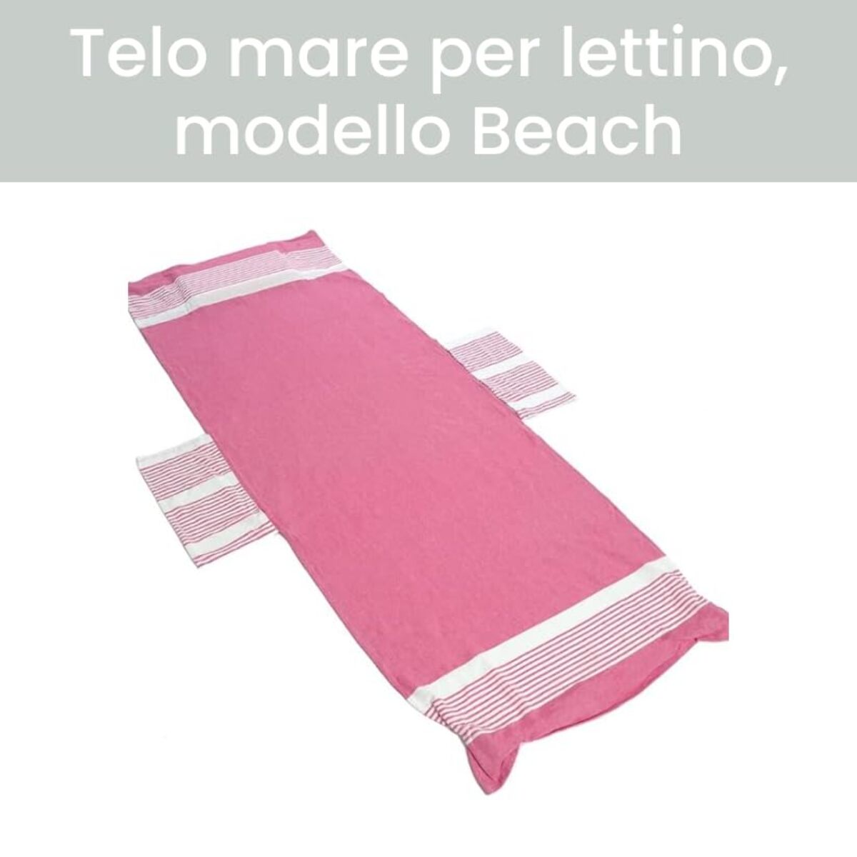 INTRECCI Telo Mare Lettino in Cotone con Tasche ed Elastici, Ultra assorbente Lettino Spiaggia con Cuscino (Fuxia)