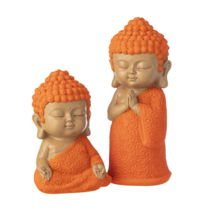 J-Line Moine Priant décoratif - polyrésine - orange