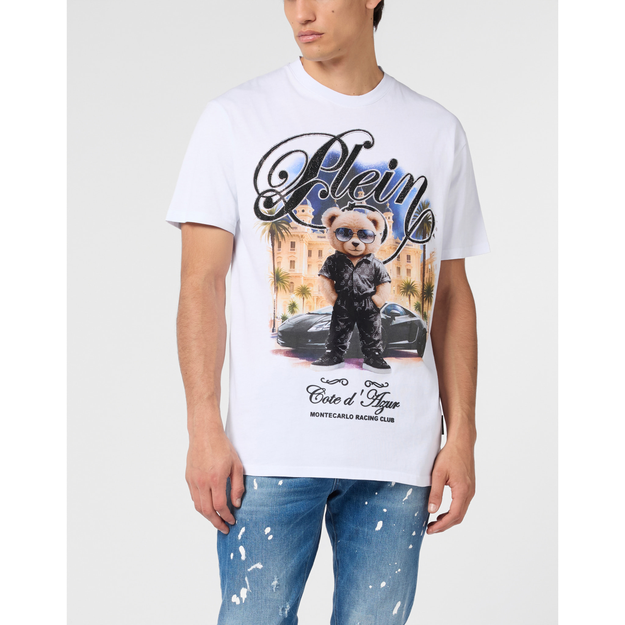 PHILIPP PLEIN Round Neck T-Shirt Teddy Racing