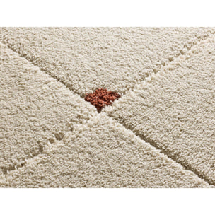 BRENDA Alfombra shaggy geométrica con relieve blanco y motivos caldera, varias medidas disponibles