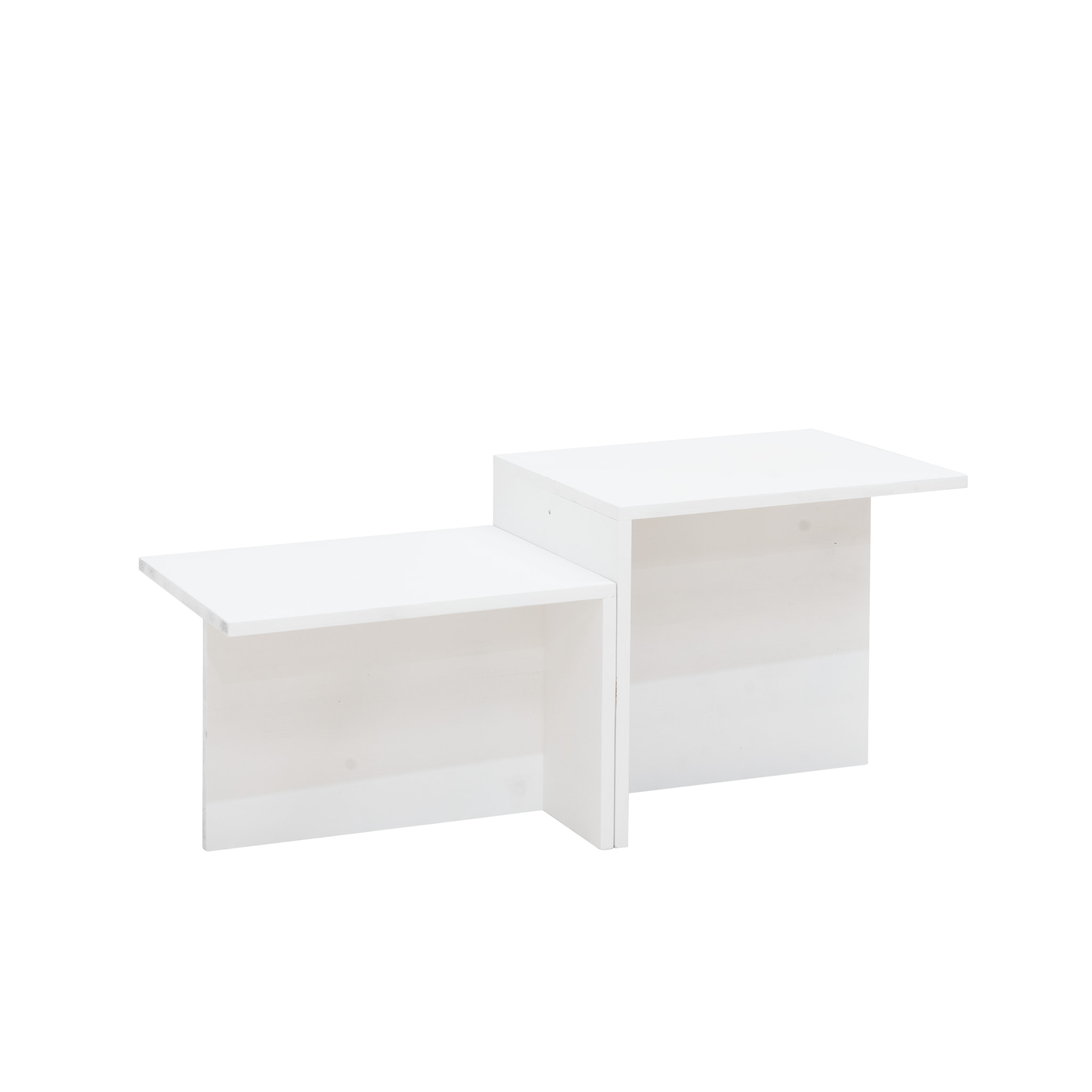 Table basse 2 pièces en bois massif blanc 100x45cm Hauteur: 44.6 Longueur: 100 Largeur: 39