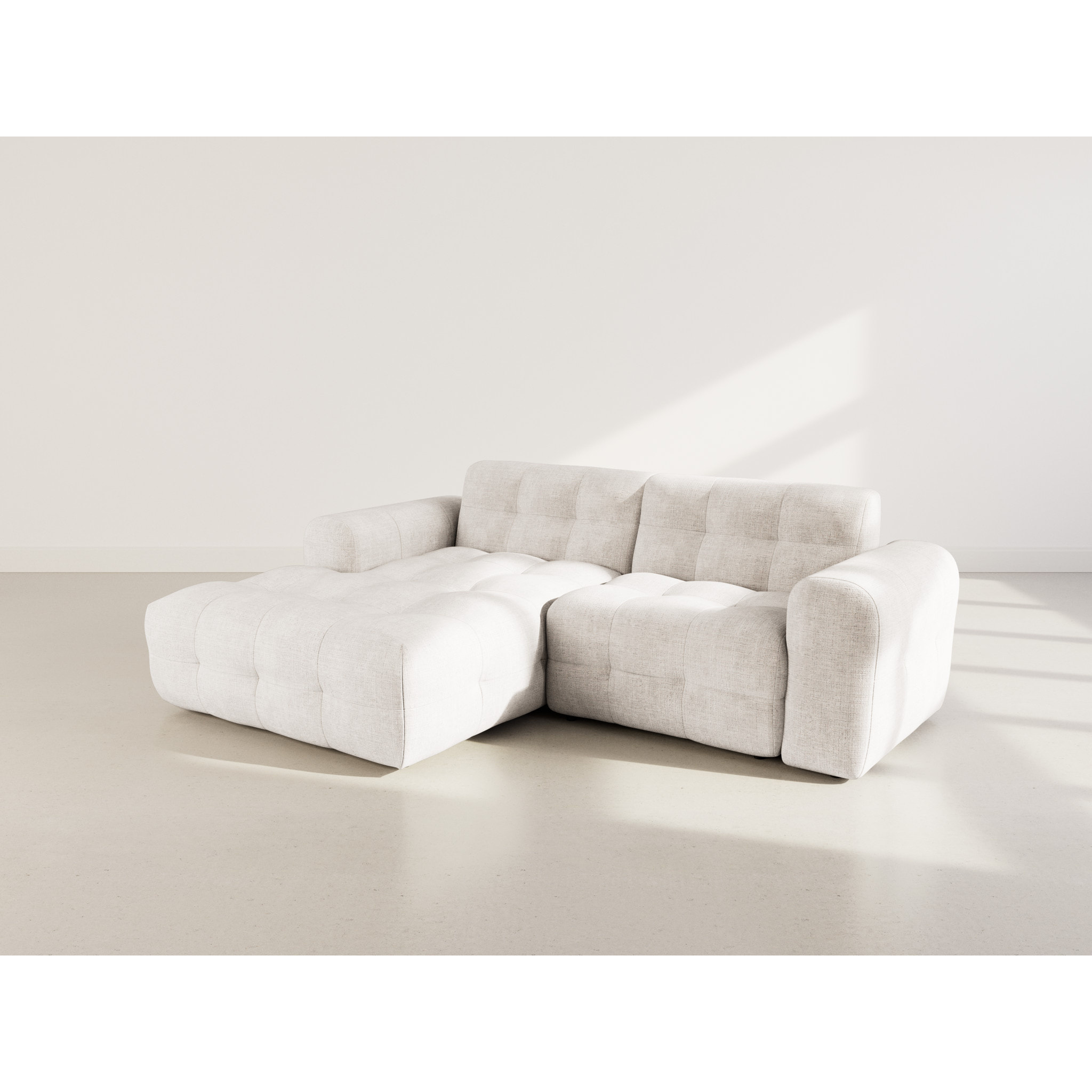 Diane - Canapé d'angle gauche 4 places en velours texturé - Beige